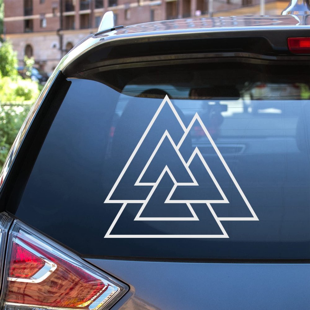 Reflective White Valknut Symbol Old Norse Viking Decal Sticker Vinyl No Background for Car Boat Laptop Choose Size (8'' x 7.4" (20.3cm x 18.7cm), Reflective White)