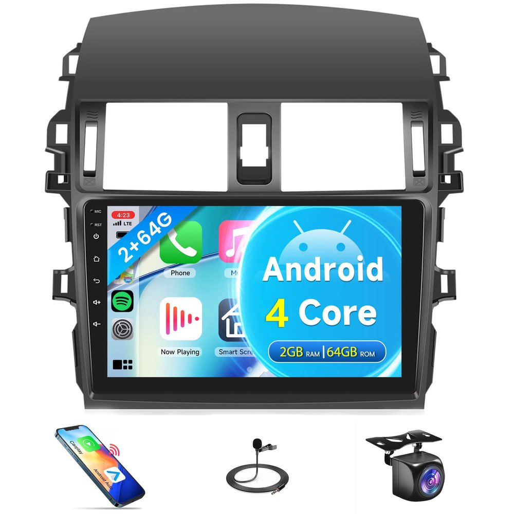 2G+64G Car Radio for Toyota Corolla 2009-2013, Android Car Stereo Wireless Carplay, Rimoody 9 inch Touch Screen for Corolla Android Auto Bluetooth GPS WiFi FM Mirror Link RCA + Backup Camera