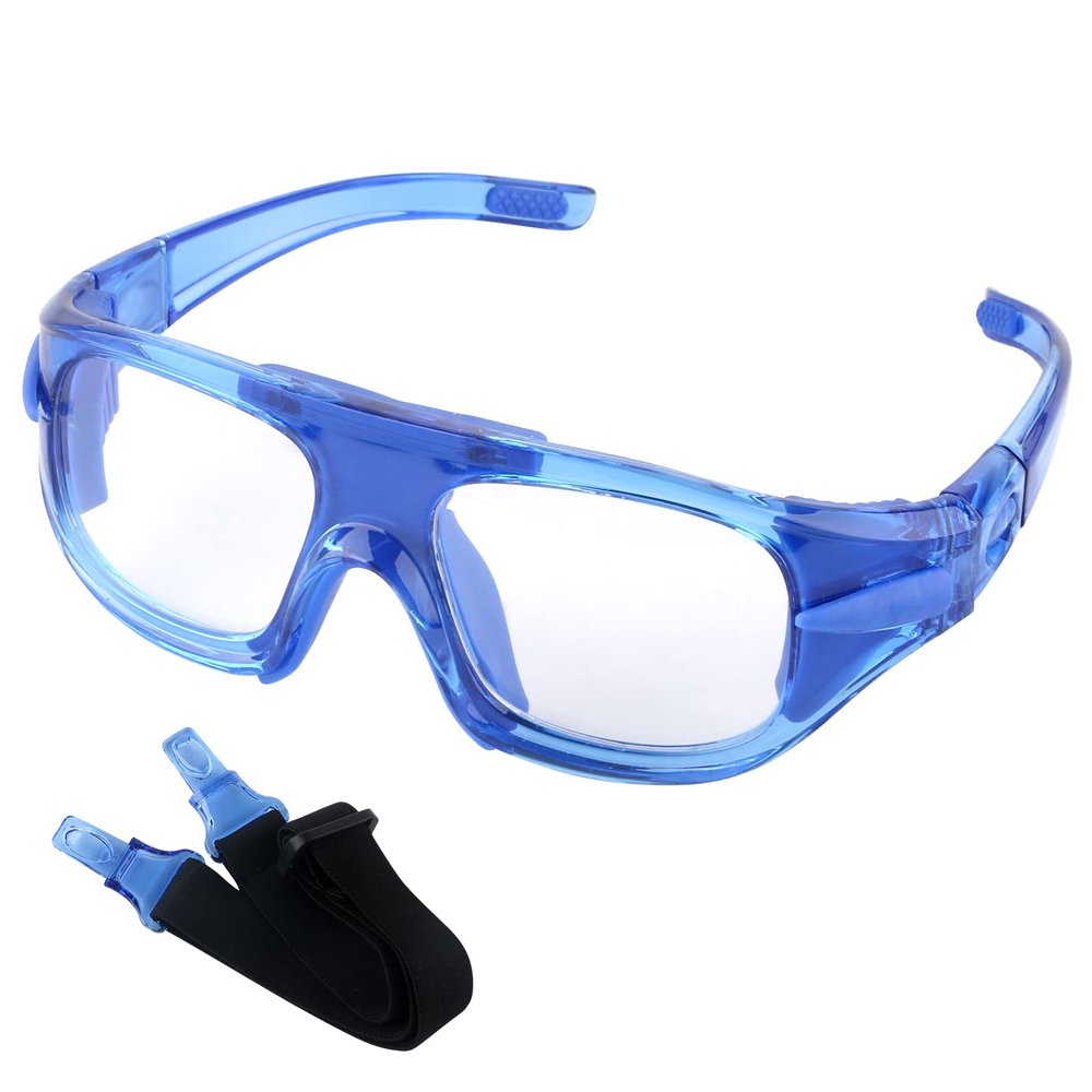 GGBuy Sports Basketball Goggles Outdoor Football Protective Glasses Head Mounted Frame Dual Purpose Safety Eyewear Anti Shock Collision (Blue)