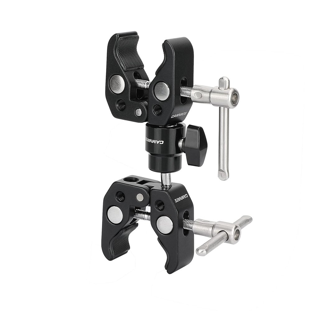 CAMVATE Double Super Crab Gripper Clamps with Adjustable 1/4"-20 Ball Head Holder Adapter for Photographic Devices - 3085