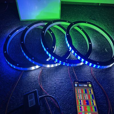 4PCS 15'' LED Spacer Ring Light RGB Dream Color Chasing Flow LED Speaker Lights Bluetooth App Control(Speaker Not Included) (15'')