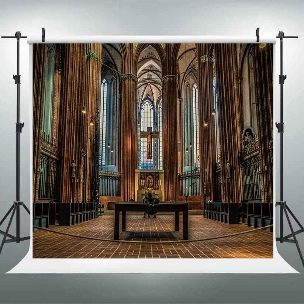 10x6.5FT Retro Jesus Cross Photography Background Wooden European Luxurious Christian Church Our Loard Backdrop Jesus Christ God Bless Baptism Baby Shower Photo Portrait Vinyl Studio Prop