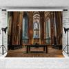 10x6.5FT Retro Jesus Cross Photography Background Wooden European Luxurious Christian Church Our Loard Backdrop Jesus Christ God Bless Baptism Baby Shower Photo Portrait Vinyl Studio Prop view 2