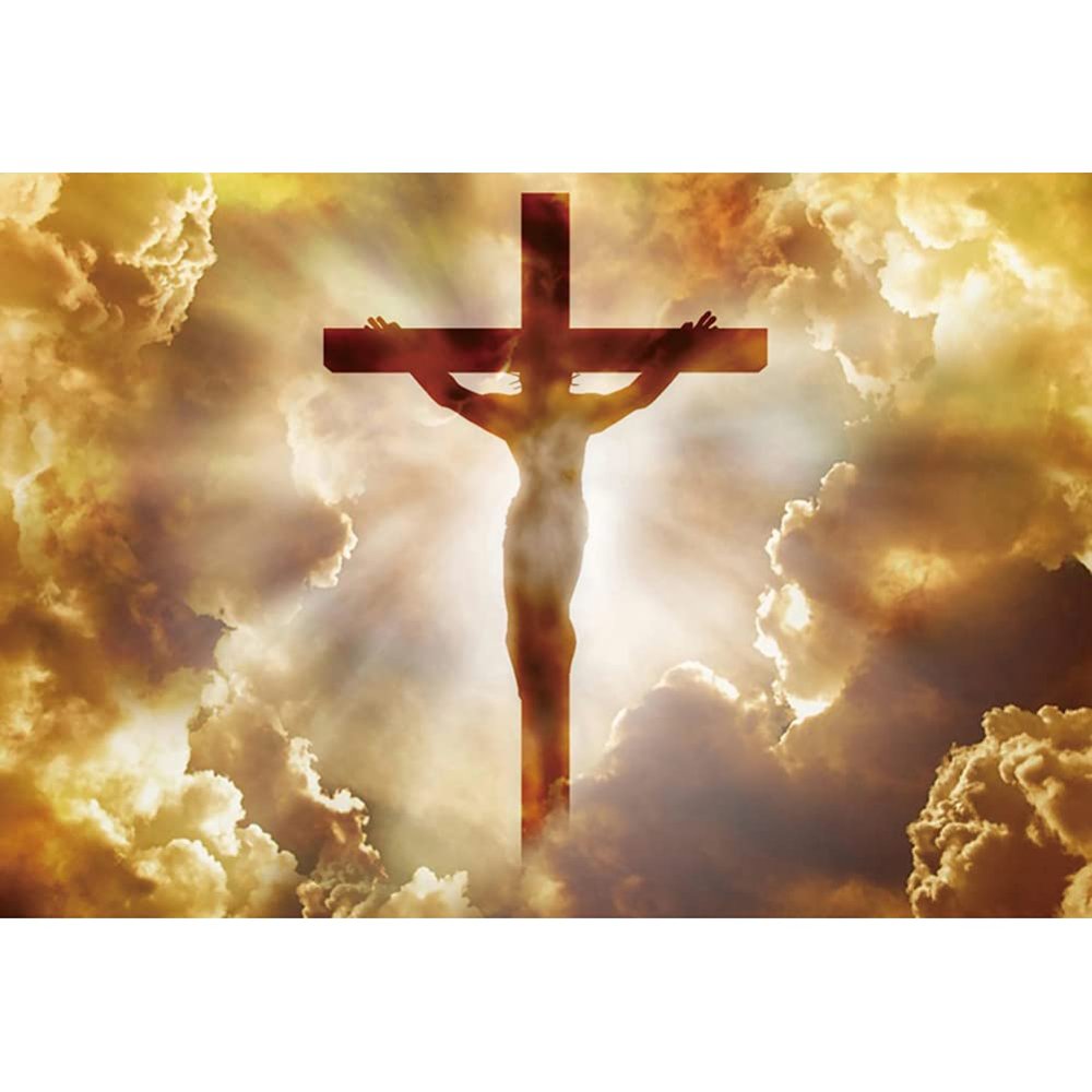12x10FT Christian Cross in Sky Background Photography Radiates Holy Divine Lights Jesus Christ Photography Backdrop Religious Belief Lord Pray Resurrection of Jesus Church Wallpaper Photo Studio