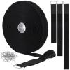 YMCRLUX 1"x32ft Hook and Loop Straps with 50 Metal Buckles, Adjustable Fastening Cable Straps, Cut-to-Length Cinch Strap, Reusable Nylon Securing Cord Ties for Organizer or Storage, 1 inch Wide, Black view 1