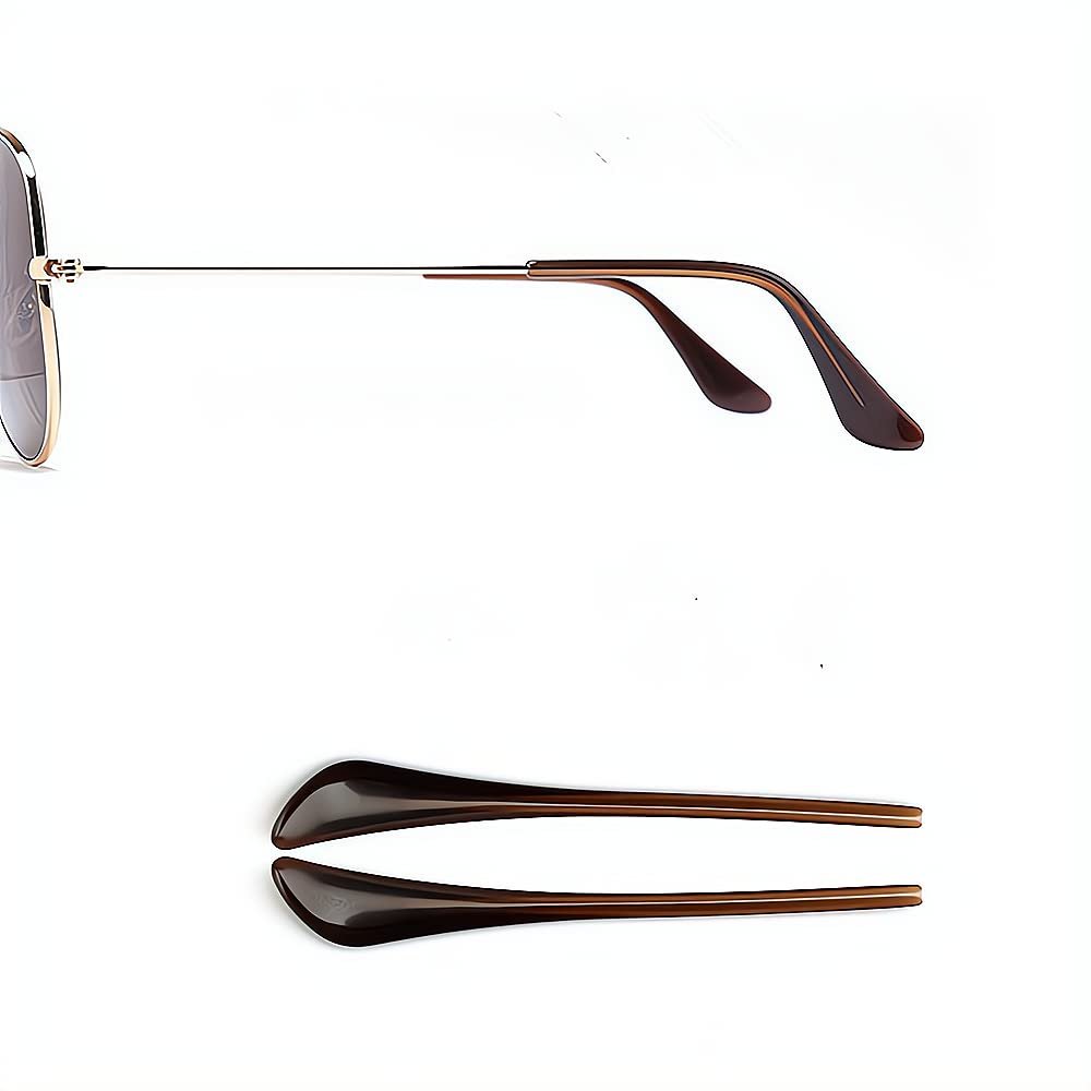 BEHLINE Sunglass Temple Tips,Replacement Ear Sock Glasses End Tips/Eye Tips Retainer,Eyeglasses Piece Tube Sleeve Anti-slip for Aviator Sunglass Eye Glasses Frames/Thin Metal Eyewear Frame(Brown)