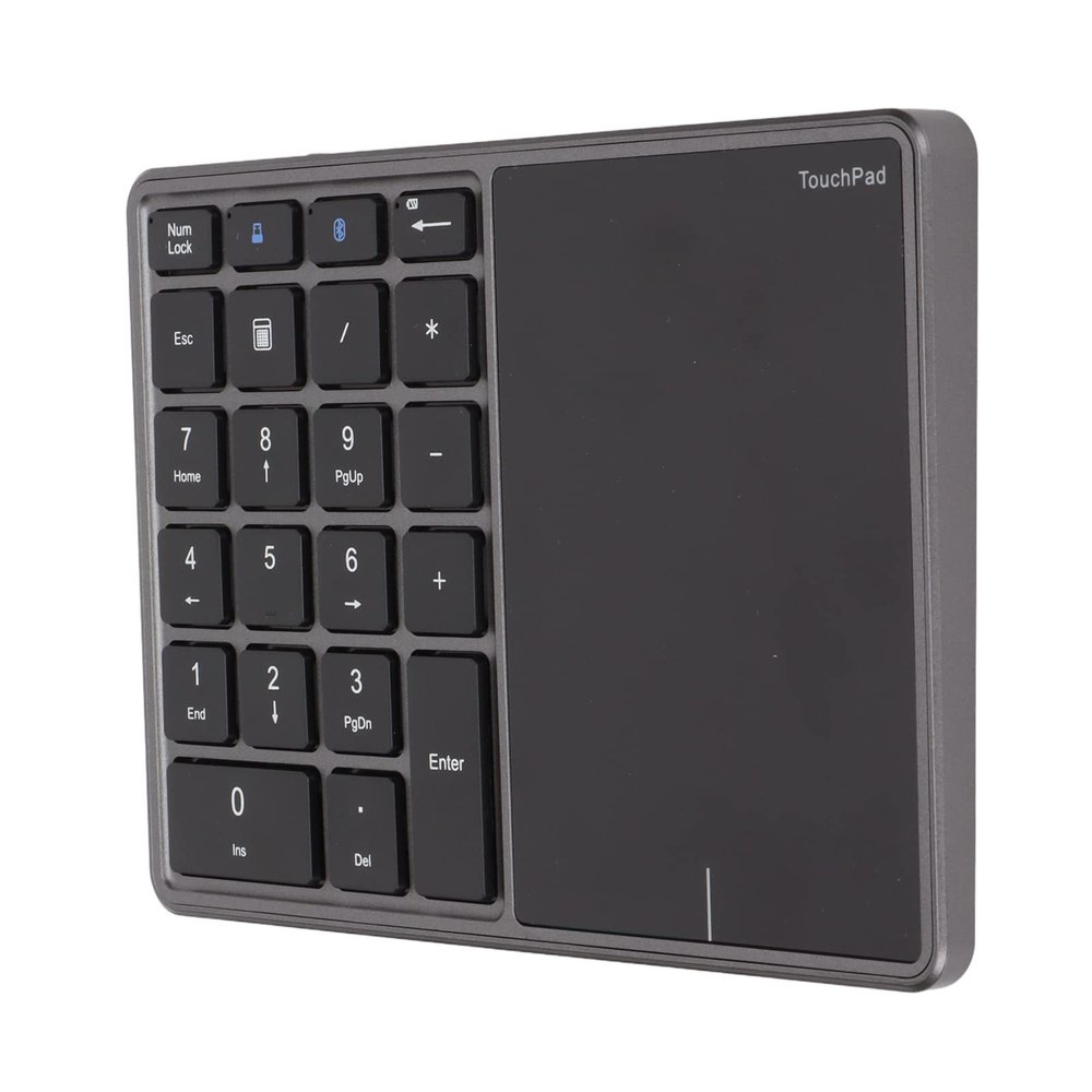 Heayzoki Number Pad Mouse Combo, 2 in 1 BT Number Pad Touchpad Mouse 22 Keys, Bt4.2 2.4G Type C Charging Keyboard 500Mah Battery Numeric Keypad for Office (Iron Gray)