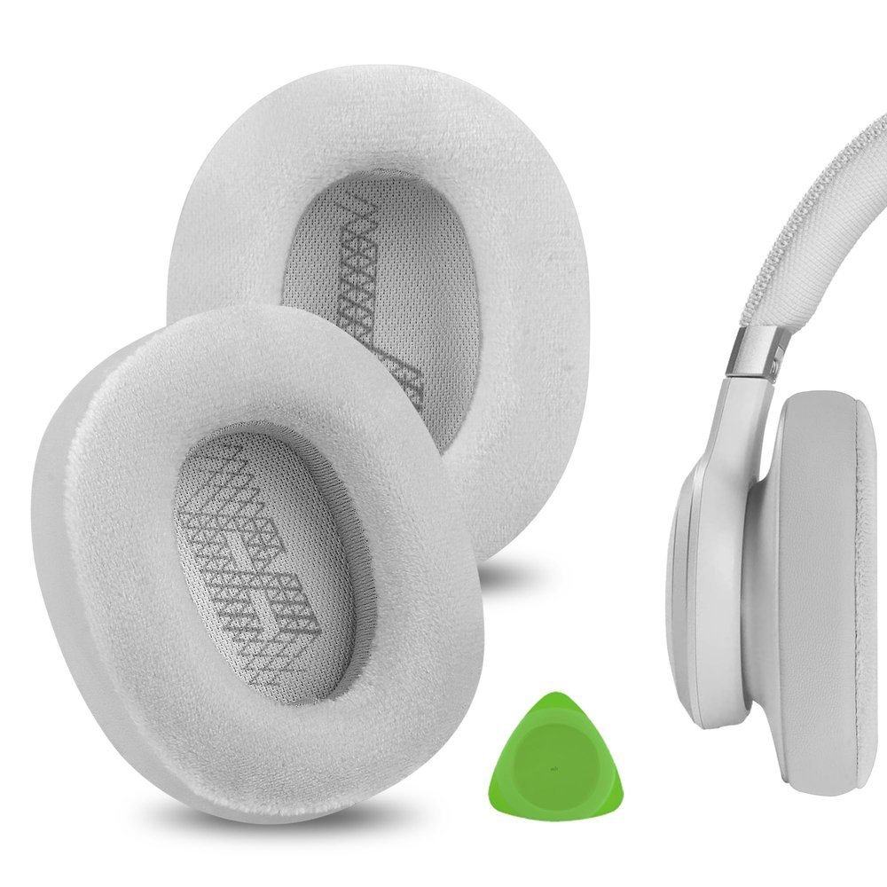 Geekria Comfort Hybrid Velour Replacement Ear Pads for JBL Live 650 BTNC, Lifestyle E65BTNC, Duet NC, Live 660 BTNC Headphones Ear Cushions, Repair Parts (Grey)