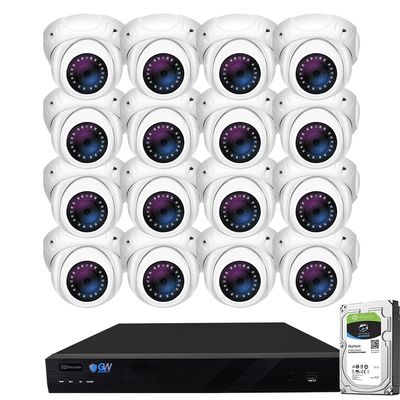 GW Security 16 Channel 4K NVR 5MP PoE IP Surveillance Security Camera System with 16 Super HD 1920P 30FPS Real-Time Waterproof Microphone PoE Security AI Dome Cameras, Face/Human/Vehicle AI Detection