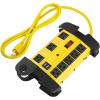 Heavy Duty Power Strip with USB, Workshop 8 Outlet Surge Protector 2700 Joules, Industrial Metal 15Amp Power Strip, 10 FT Extension Cord and Wide Spaced. Yellow view 1