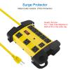 Heavy Duty Power Strip with USB, Workshop 8 Outlet Surge Protector 2700 Joules, Industrial Metal 15Amp Power Strip, 10 FT Extension Cord and Wide Spaced. Yellow view 4