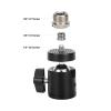 SZRIG Mini Ball Head with 5/8"-27/3/8"-16/1/4"-20 Screw Mount for Camera DIY Accessories view 2
