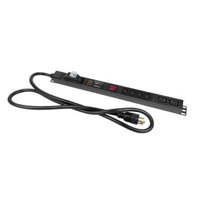 Metered-Breaker-Surge Protection PDU, 240V, L6-30P, 30A, 7200 watts, (4) C13 & (2) C19 Outlets, Crypto Mining, Data Centre PDU, Networking, Power Distribution Unit