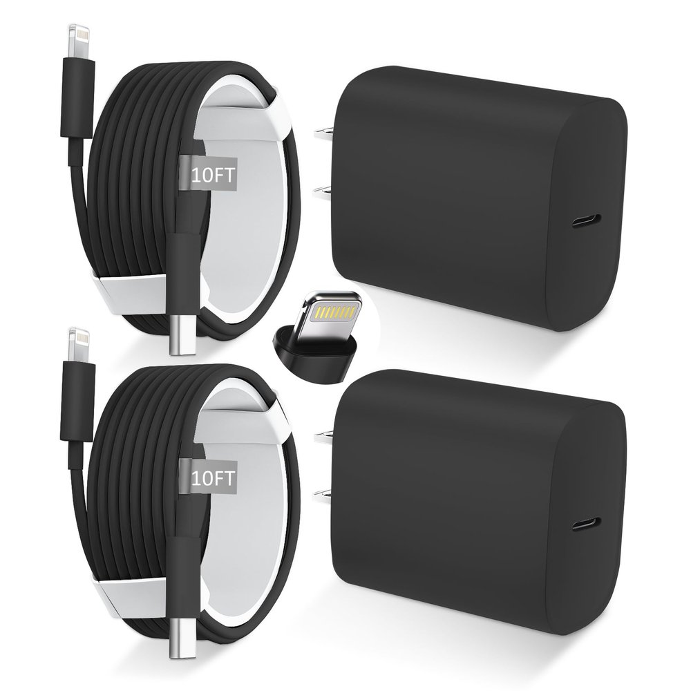 DiHines Phone 14 13 12 11 Fast Charger USB C Wall Charger [2-Pack] 10FT Fast Charging Cable Compatible with Phones 14/14 Pro/14 Pro Max/Phone 13/12/11/X/8/7/6/Pad Pro/Mini,Black