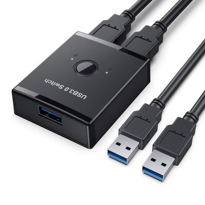 ChenYang CY KVM Bidirectional USB 3.0 Switch Selector 2 to 1 PCs Sharing or 1 to 2 Hub for Keyboard Mouse Scanner Printer
