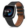 FINTIE Bands Compatible with Fitbit Versa 4 3 / Sense 2 1, Genuine Leather Band Replacement Accessories Strap Wristband (Black) view 1