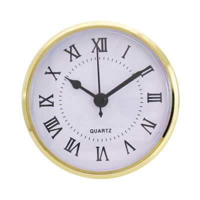 Easnea 90mm/3.54inch Quartz Clock Fit-up/Insert with Roman Numeral, Quartz Movement Gold Rim