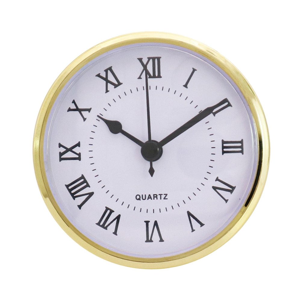 Easnea 90mm/3.54inch Quartz Clock Fit-up/Insert with Roman Numeral, Quartz Movement Gold Rim