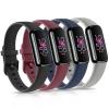 4 Pack Bands for Fitbit Luxe Bands, Soft Silicone Wristband Replacement Strap for Fitbit Luxe/Luxe Special Edition Fitness Tracker Women Men (Large, Black/Wine Red/Navy Blue/Grey) view 1