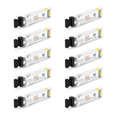 10Pack 10GBase-LR SFP+ Transceiver, 10G Dual LC Single Mode Module for Cisco SFP-10G-LR, Meraki MA-SFP-10GB-LR, Ubiquiti UF-SM-10G, Mikrotik, D-Link, Supermicro, Netgear and More (DDM, 1310nm, 10km)