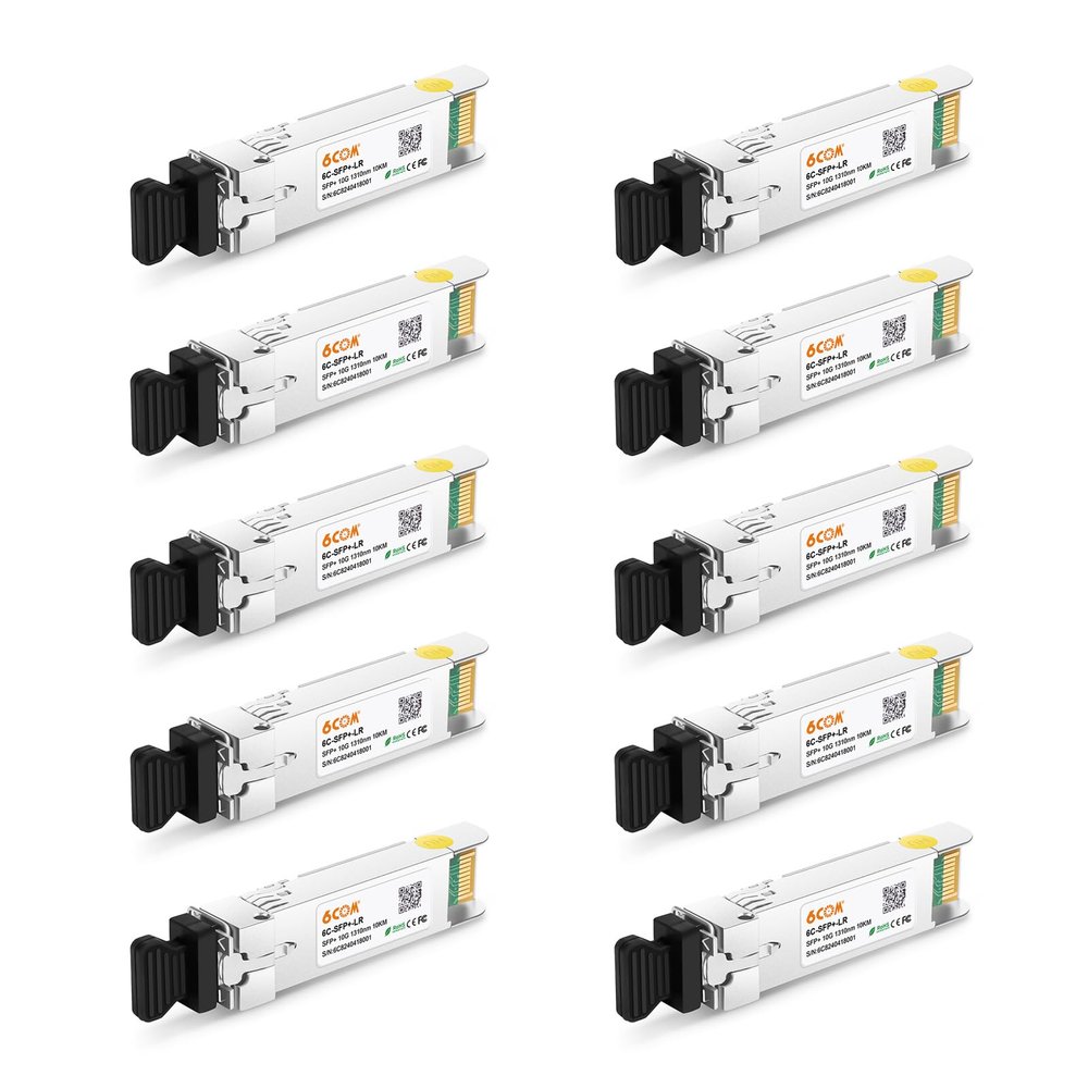 10Pack 10GBase-LR SFP+ Transceiver, 10G Dual LC Single Mode Module for Cisco SFP-10G-LR, Meraki MA-SFP-10GB-LR, Ubiquiti UF-SM-10G, Mikrotik, D-Link, Supermicro, Netgear and More (DDM, 1310nm, 10km)