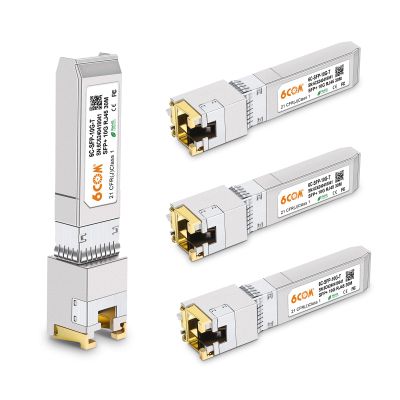 6COM 4Pack 1.25G/2.5G/5G/10GBase-T SFP+ Transceiver, 10G T SFP+ RJ45 Copper Module CAT.6a for Cisco SFP-10G-T-S, Ubiquiti UF-RJ45-10G, Fortinet, Netgear, D-Link, Supermicro, TP-Link, up to 30m