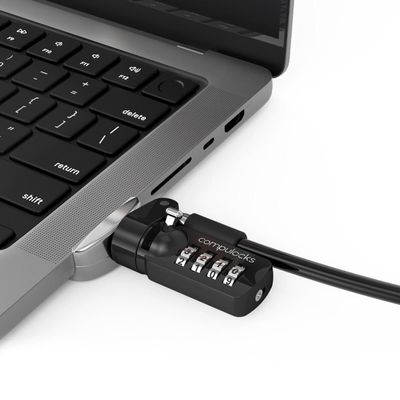 Compulocks Ledge Lock Adapter for MacBook Pro 14" M1, M2, M3, M4 - Secure Combination Cable Lock - Laptop Security Accessory, Anti-Theft Device, Compatible with MacBook Pro - Silver Finish