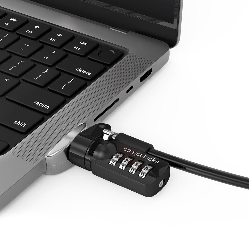 Compulocks Ledge Lock Adapter for MacBook Pro 14" M1, M2, M3, M4 - Secure Combination Cable Lock - Laptop Security Accessory, Anti-Theft Device, Compatible with MacBook Pro - Silver Finish
