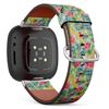 CJBROES Replacement Leather Watch Band, Compatible with Fitbit Versa 3 and Fitbit Sense of Wristband Bracelet Accessory - Leaves Design view 1
