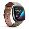 CJBROES Replacement Leather Watch Band, Compatible with Fitbit Versa 3 and Fitbit Sense of Wristband Bracelet Accessory - Leaves Design view 2