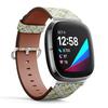 CJBROES Replacement Leather Watch Band, Compatible with Fitbit Versa 3 and Fitbit Sense of Wristband Bracelet Accessory - Colorful Mosaic Tiles view 2