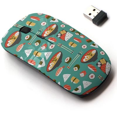 2.4G Wireless Mouse with Cute Pattern Design for All Laptops and Desktops with Nano Receiver - Cute Sushi Onigiri