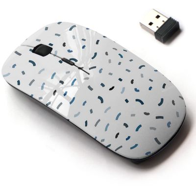 2.4G Wireless Mouse with Cute Pattern Design for All Laptops and Desktops with Nano Receiver - Blue Template