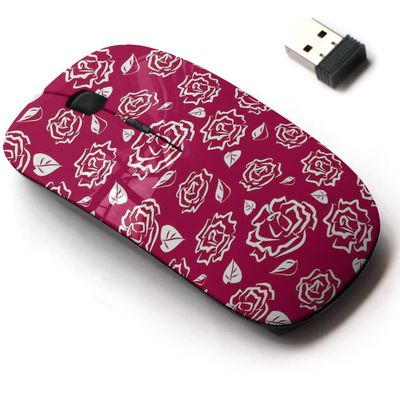 2.4G Wireless Mouse with Cute Pattern Design for All Laptops and Desktops with Nano Receiver - Rosae