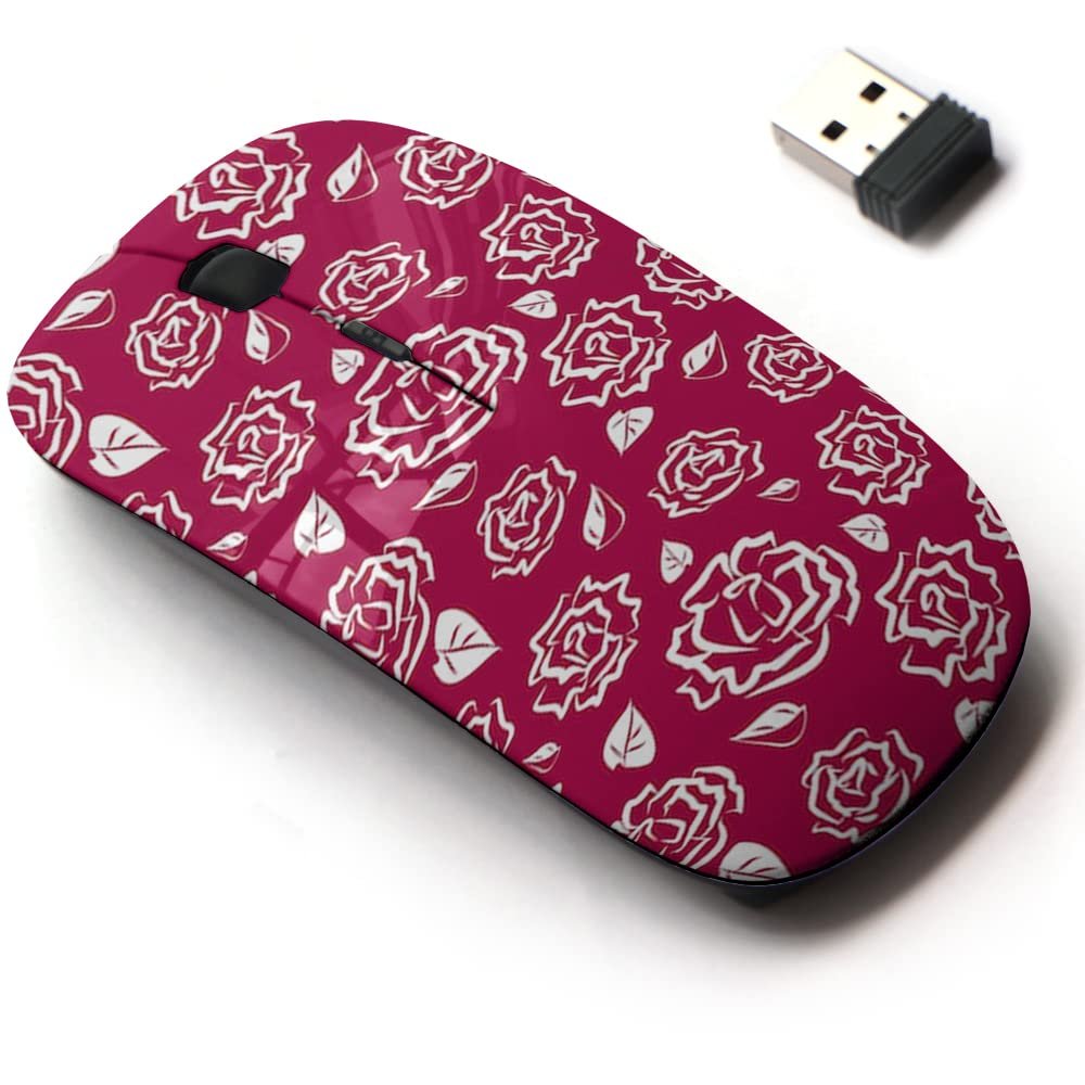 2.4G Wireless Mouse with Cute Pattern Design for All Laptops and Desktops with Nano Receiver - Rosae