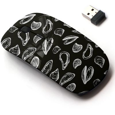 2.4G Wireless Mouse with Cute Pattern Design for All Laptops and Desktops with Nano Receiver - Big Fresh perl ostreidae Mollusc
