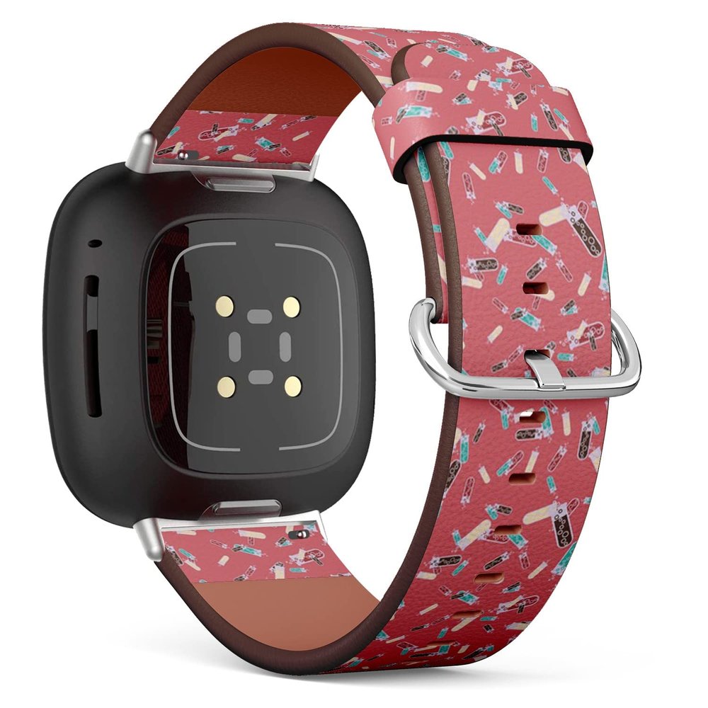 CJBROES Replacement Leather Watch Band, Compatible with Fitbit Versa 3 and Fitbit Sense of Wristband Bracelet Accessory - Alchemy Bottles