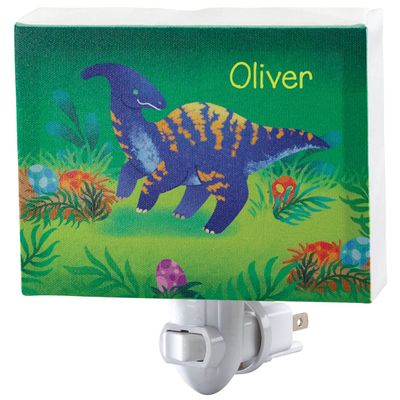 Fox Valley Traders Custom Dinosaur Canvas Night Light - Whimsical Prehistoric Design | On/Off Switch | Childrens Room Dcor | 5 x 3 7/8