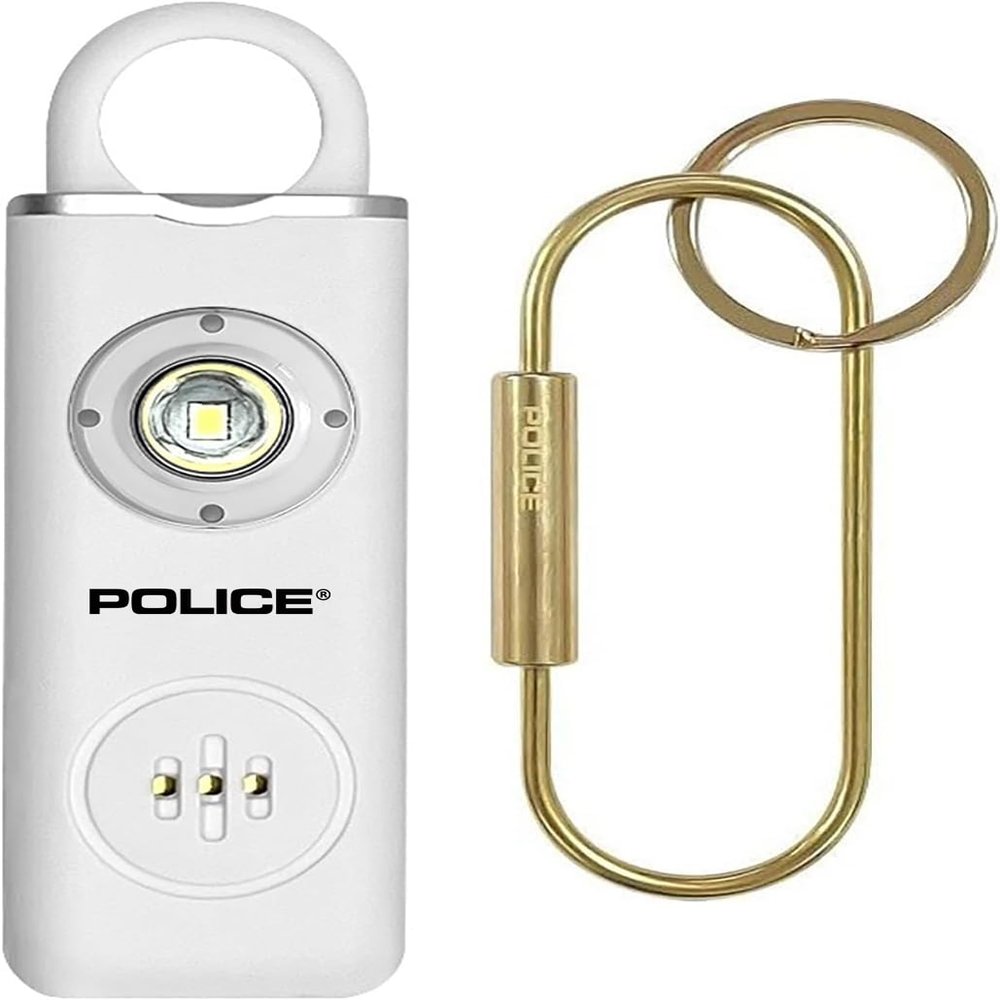 Personal Safety Alarm Keychain - Loud Self-Defense Emergency Alarm with Strobe Light for Women, Seniors & Kids - Rechargeable, Portable, Compact, Easy to Use - Protection for Travel & Outdoor, White