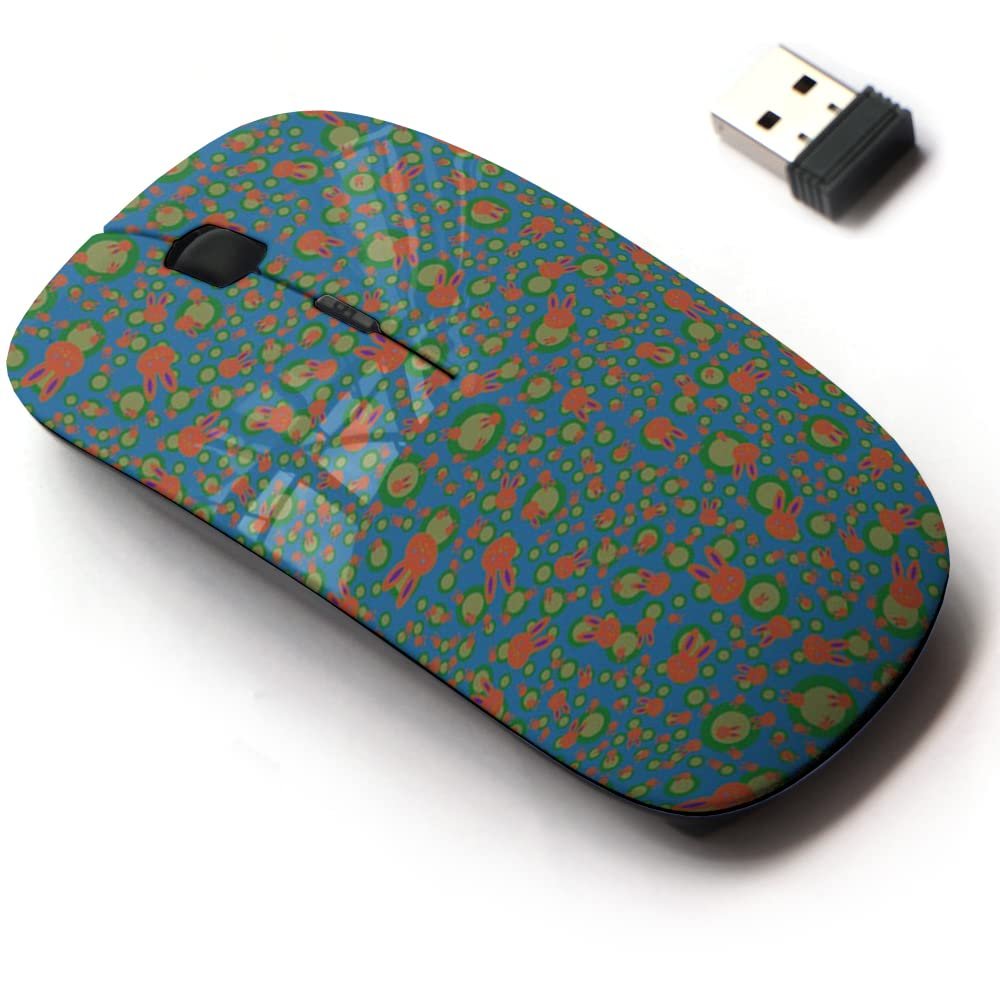 2.4G Wireless Mouse with Cute Pattern Design for All Laptops and Desktops with Nano Receiver - Cute Cartoon Rabbits