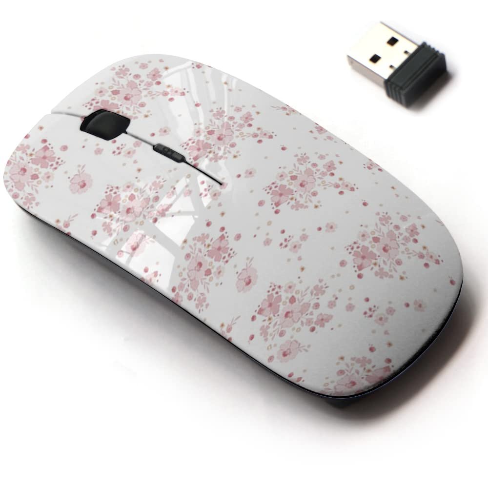 2.4G Wireless Mouse with Cute Pattern Design for All Laptops and Desktops with Nano Receiver - Cute Floral Delicate