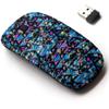 2.4G Wireless Mouse with Cute Pattern Design for All Laptops and Desktops with Nano Receiver - brushpen Textile Doodle view 1