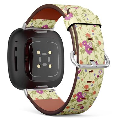CJBROES Replacement Leather Watch Band, Compatible with Fitbit Versa 3 and Fitbit Sense of Wristband Bracelet Accessory - Floral