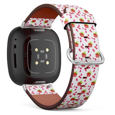 CJBROES Replacement Leather Watch Band, Compatible with Fitbit Versa 3 and Fitbit Sense of Wristband Bracelet Accessory - Roses Hearts