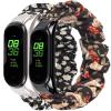 2 Packs Compatible with Amazfit Band 5 Mi Band 5 Mi Band 6 Bands for Women Girl, Scrunchies Cloth Soft Pattern Printed Fabric Wristband Bracelet Elastic Straps for Amazfit Band 5 Fitness Tracker view 1