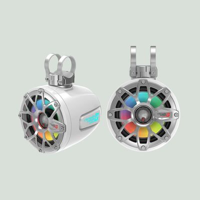 Cerwin Vega SH65F4W 6.5 inch 600 Watts Marine Speaker System Coaxial with 1 inch Tweeter IP65 LED Lighting Stainless Metal Mesh Clamp White Pair