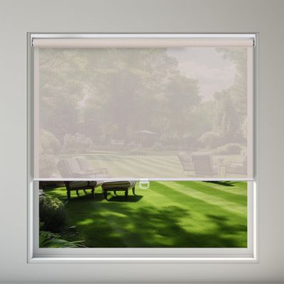 Sulugood Light Filtering Roller Shades for Window 5% Openness Cordless Roller Blinds Solar Shades,UV Protection Fabric,Easy Installation Shades for Home, Hotel, Office,Beige.34 W x 64" H