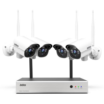 JouSecu 1080P Security Camera System Wireless, Plug and Play 8CH Video Surveillance NVR Kit with 4pcs HD Bullet IP Camera for Home/Store/Office, Night Vision Waterproof, No Hard Drive