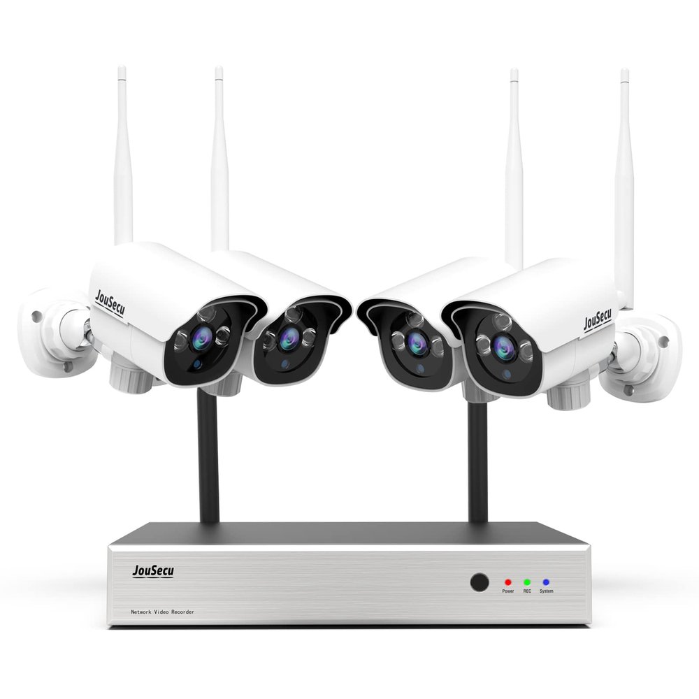 JouSecu 1080P Security Camera System Wireless, Plug and Play 8CH Video Surveillance NVR Kit with 4pcs HD Bullet IP Camera for Home/Store/Office, Night Vision Waterproof, No Hard Drive