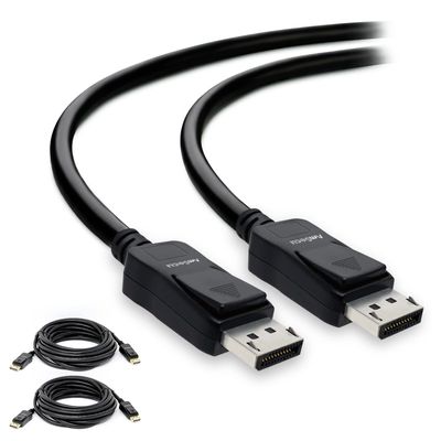 AmSecu Display Cable to Display Cable 1.2, 2 Pack, Long 15ft cable for computer monitor with latch & release button, Up to 4K @ 60hz, 1440p @ 144Hz, 1080p @ 240Hz Streaming & Gaming Monitor Resolution